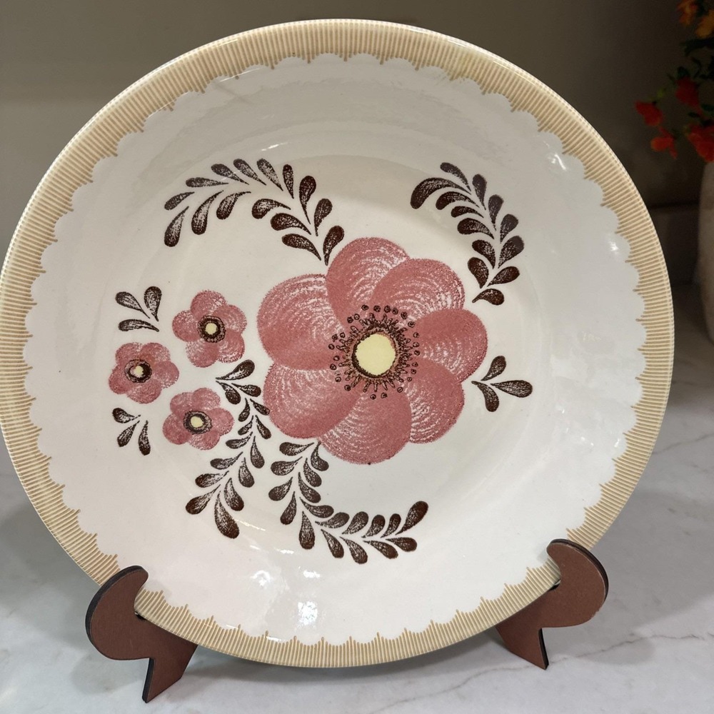Vintage Royal China by Jeannette Large 11.75 Inch Round Floral Serving Bowl